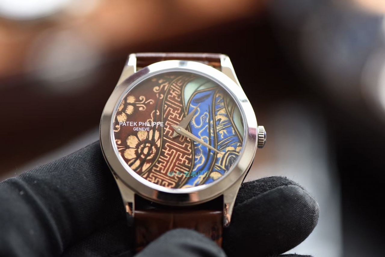 FL厂百达翡丽珍稀工艺系列珐琅面5077P-103不丹八面织品腕表 / BD318