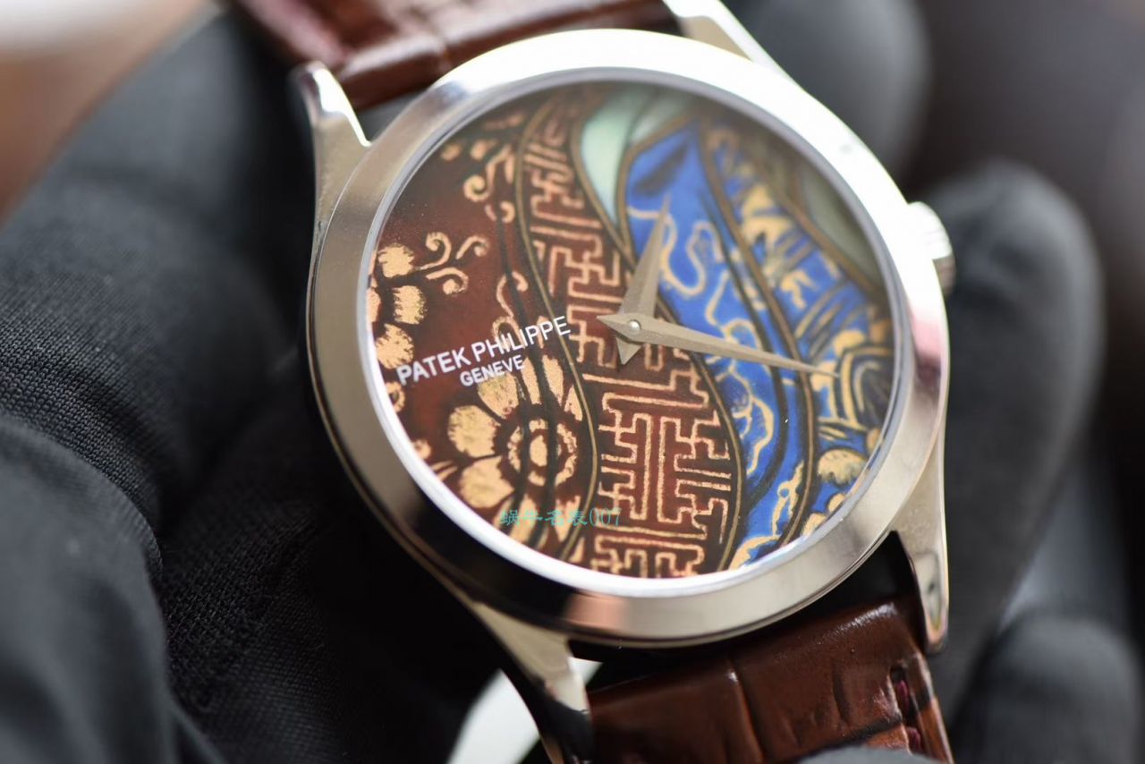 FL厂百达翡丽珍稀工艺系列珐琅面5077P-103不丹八面织品腕表 / BD318