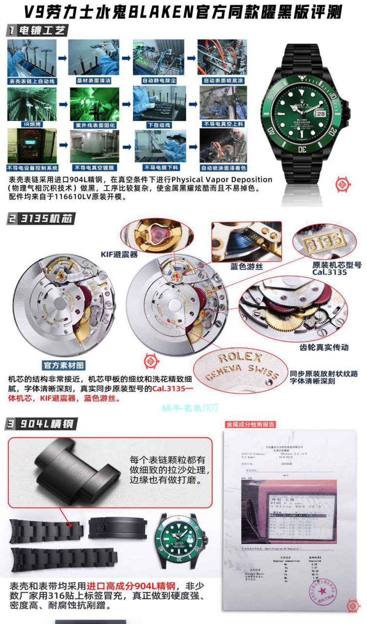 V9厂劳力士水鬼BLAKEN  SUBMARINER  DATE LV官方同款曜黑改装版 / R670