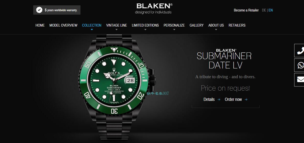 V9厂劳力士水鬼BLAKEN  SUBMARINER  DATE LV官方同款曜黑改装版 / R670