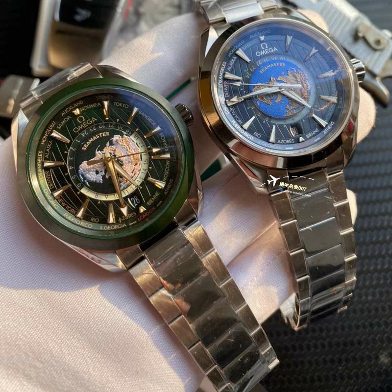 VS厂欧米茄海马150世界时绿面盘220.30.43.22.10.001腕表