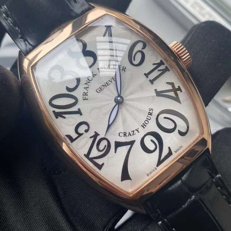 视频评测法穆兰CRAZY HOURS 系列8880 CH 乱跳时间玫瑰金表壳黑面时标白盘腕表