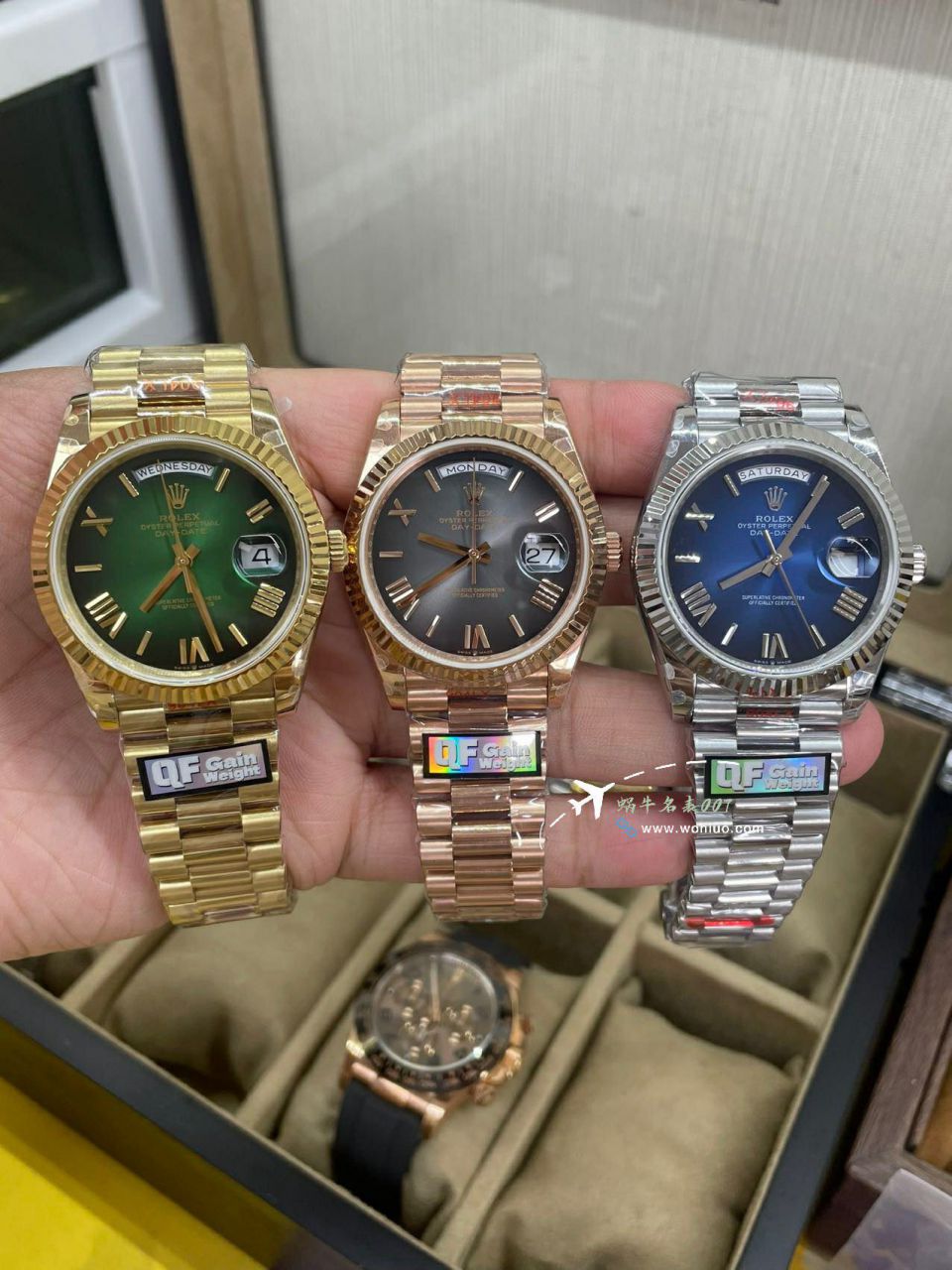 QF劳力士DD星期日历配重版本罗马烟熏绿m228238-0069，渐变蓝m228236-0024，渐变灰m228235-0055 / R857