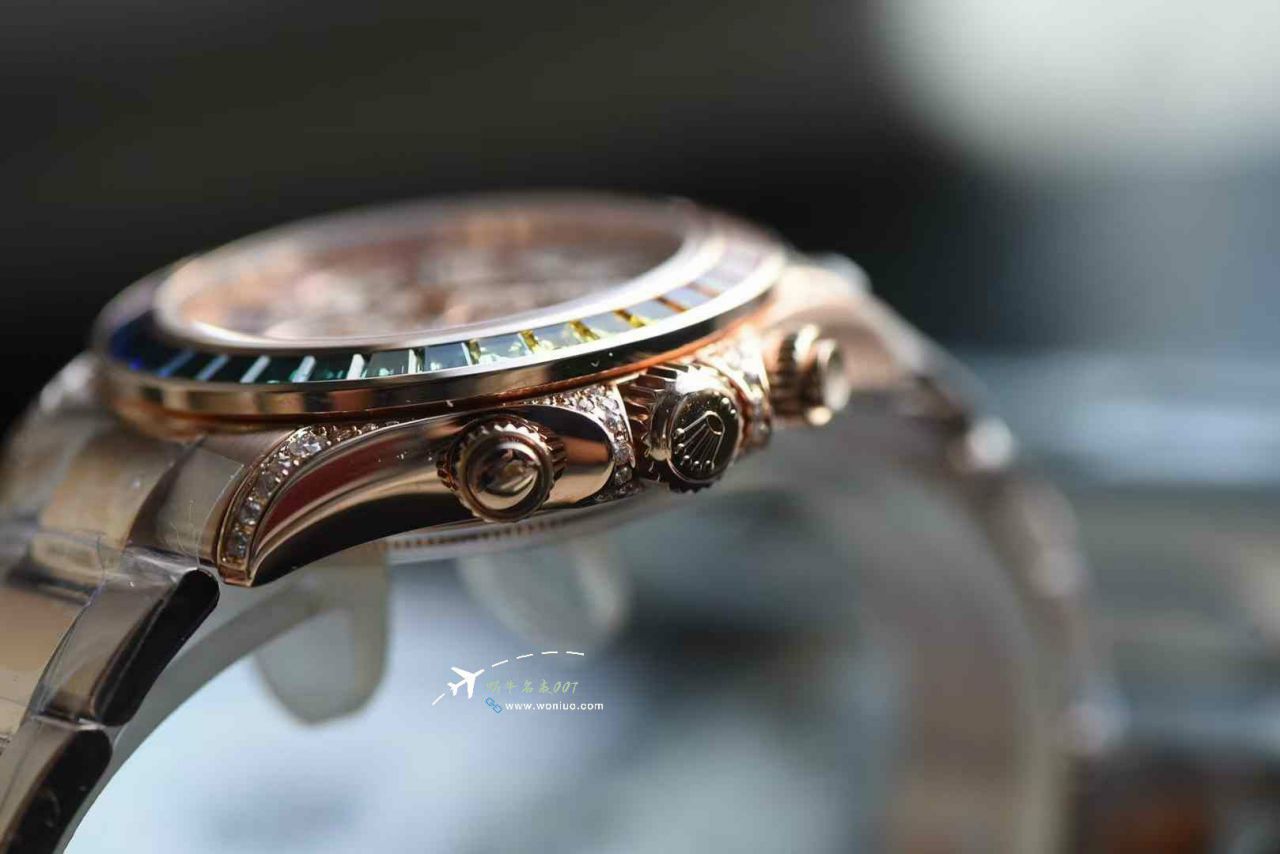 高端定制劳力士包金全莫桑石配重4130彩虹迪116595rbow-0004迪通拿腕表 / R909