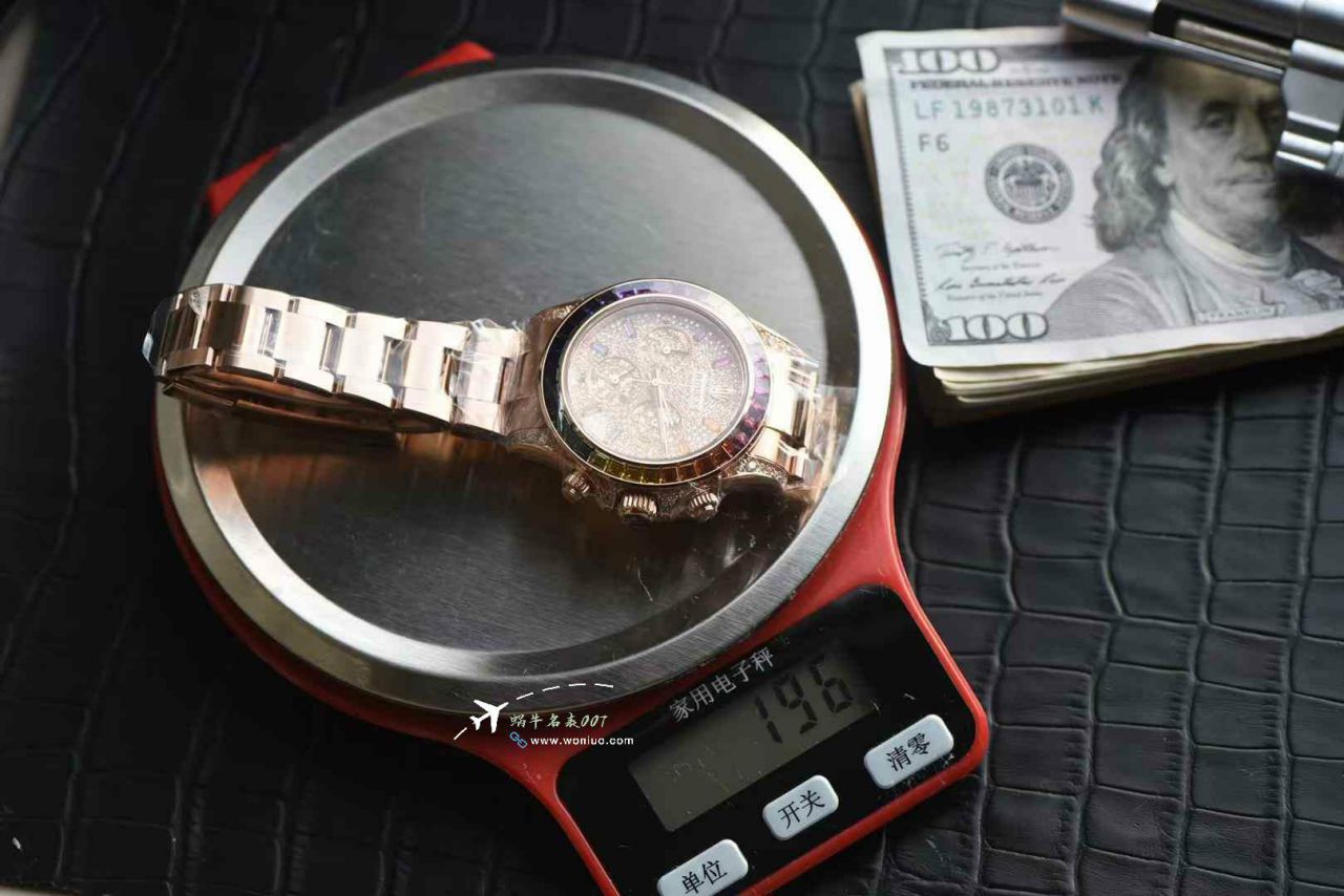 高端定制劳力士包金全莫桑石配重4130彩虹迪116595rbow-0004迪通拿腕表 / R909