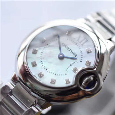   视频测评HBBV6厂卡地亚蓝气球小号 28毫米女士石英贝母面腕表