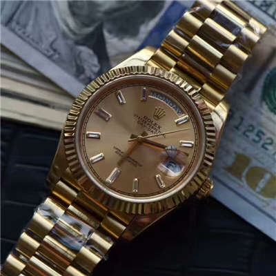   台湾厂高劳力士星期日历型系列228238香槟面表盘钻钉腕表